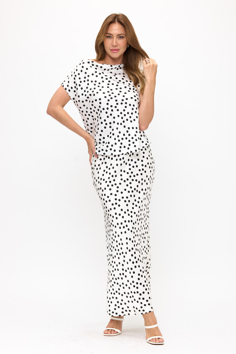 Polka Dot Print Top-Tops-Reneecollection-Small-WHITE/BLACK-Urbanheer