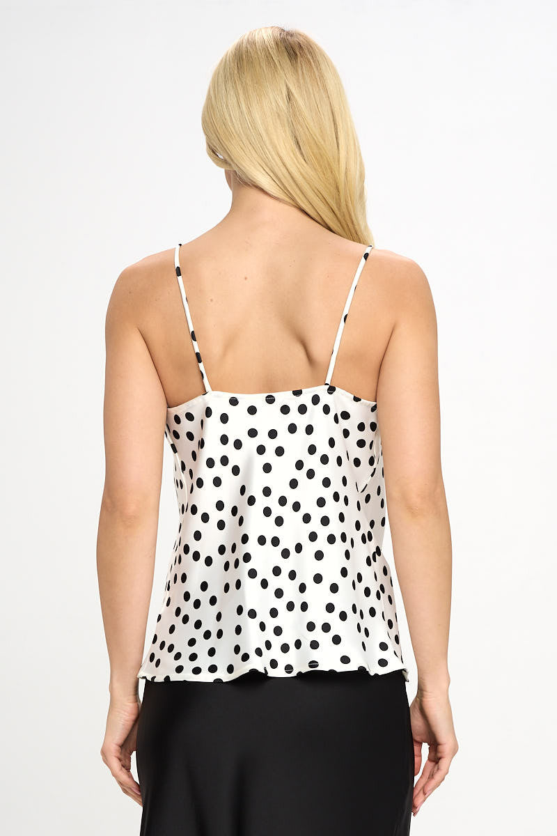 Polka Dot Satin Cowl Neck Top-Tops-Reneecollection-Urbanheer