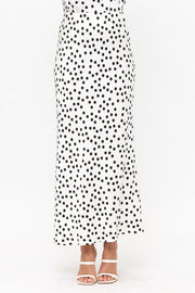 Polka Dot Satin Maxi Skirt-Skirts-Reneecollection-Small-WHITE/BLACK-Urbanheer