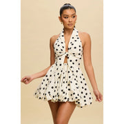 Polkadot Tie Bubble Hem Dress-Dress-Luxxel-S-WHITE-BLACK-Urbanheer