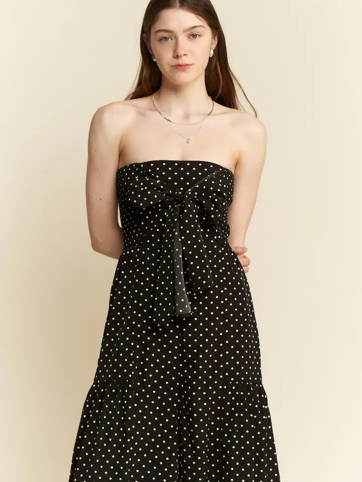 Polkadot Tie Front Jumpsuit Black-Jumpsuit-JADE BY JANE-S-Black-Urbanheer