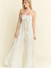 Polkadot Tie Front Jumpsuit Off-White-Jumpsuit-JADE BY JANE-S-Off-White-Urbanheer