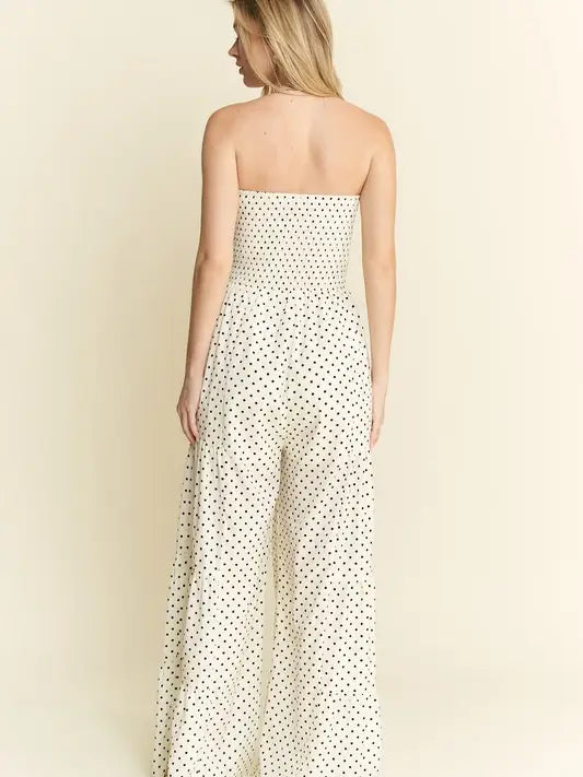 Polkadot Tie Front Jumpsuit Off-White-Jumpsuit-JADE BY JANE-S-Off-White-Urbanheer
