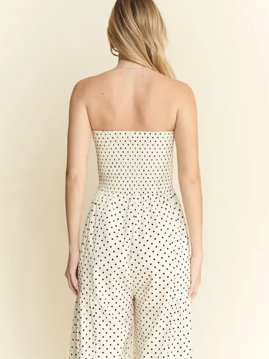 Polkadot Tie Front Jumpsuit Off-White-Jumpsuit-JADE BY JANE-S-Off-White-Urbanheer