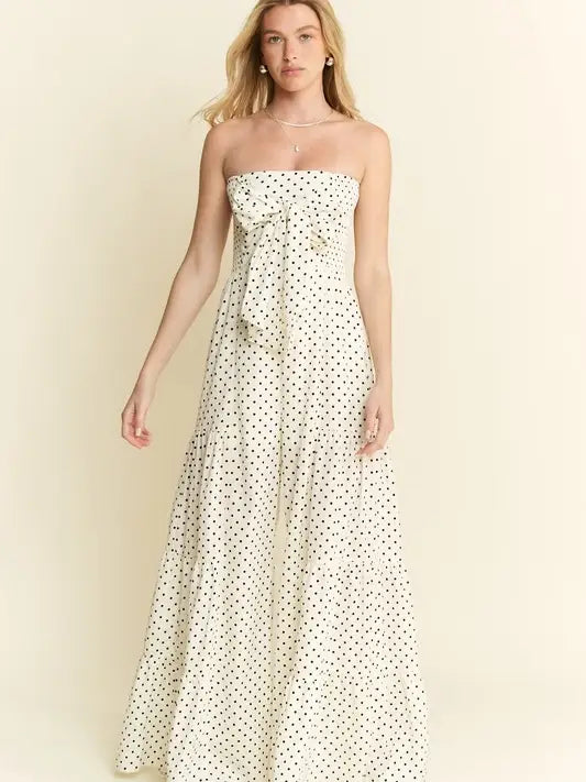 Polkadot Tie Front Jumpsuit Off-White-Jumpsuit-JADE BY JANE-S-Off-White-Urbanheer