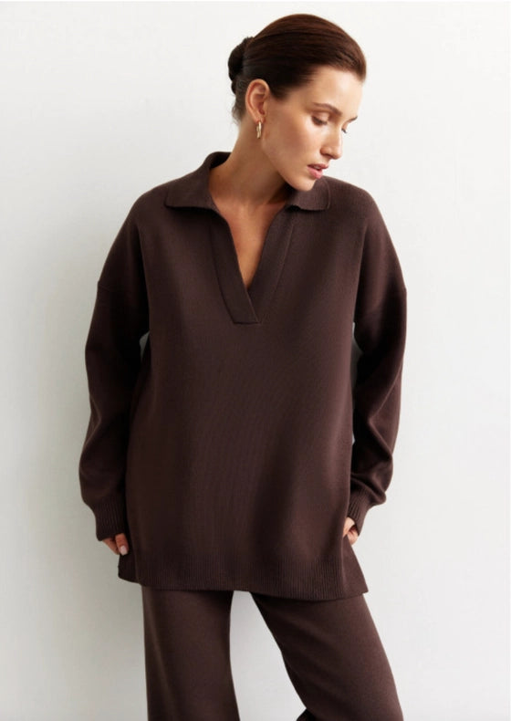 Pollo Collar Detail Oversized Jumper-Jumper-Nenya Fashion Limited-XS/S-Caramel-Urbanheer