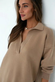 Pollo Collar Detail Oversized Jumper-Jumper-Nenya Fashion Limited-XS/S-Caramel-Urbanheer