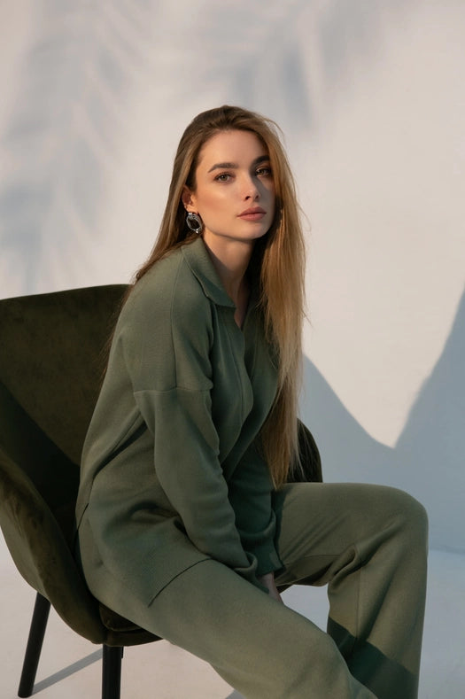 Pollo Collar Detail Oversized Jumper-Jumper-Nenya Fashion Limited-XS/S-Olive-Urbanheer