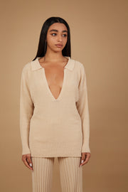 Polo Con Scollo Profondo - Calipso-POLO CON SCOLLO V-Tenné-S-CHAMPAGNE-Urbanheer