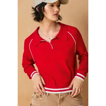 Polo Contrast Trim Sweater