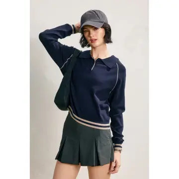 Polo Contrast Trim Sweater