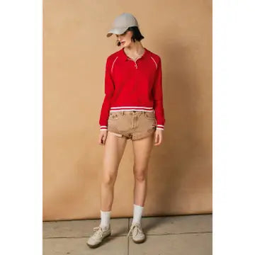 Polo Contrast Trim Sweater