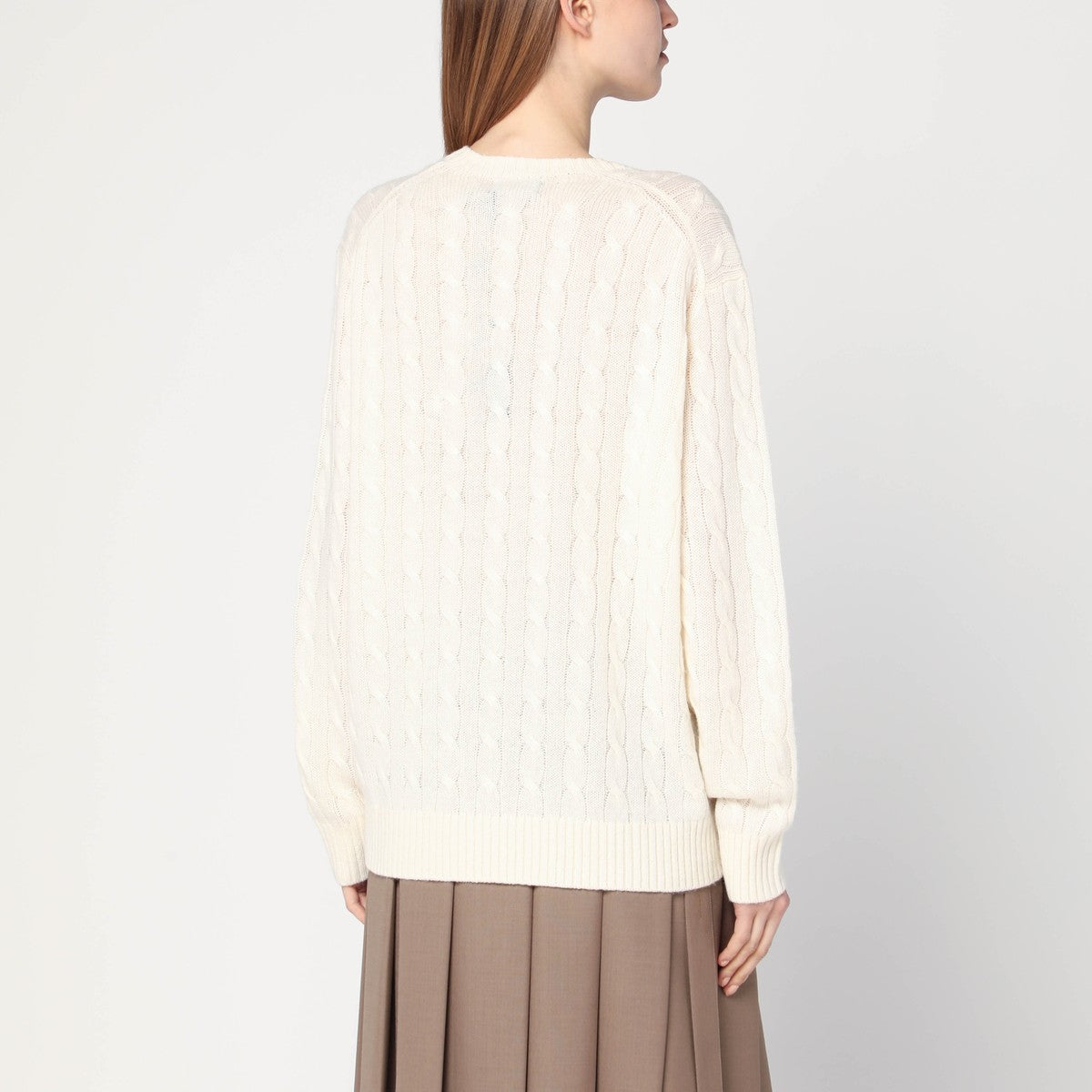 Polo Ralph Lauren Cream-colored cable-knit sweater in wool and cashmere