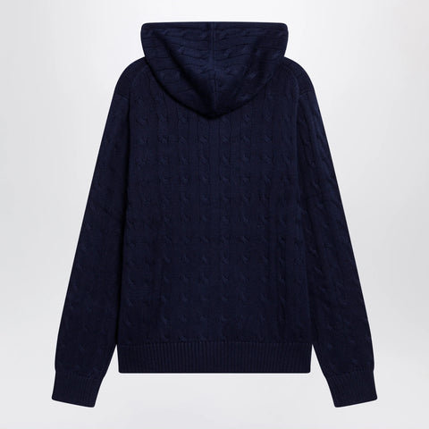 Polo Ralph Lauren Navy blue cotton cable-knit zip-up cardigan