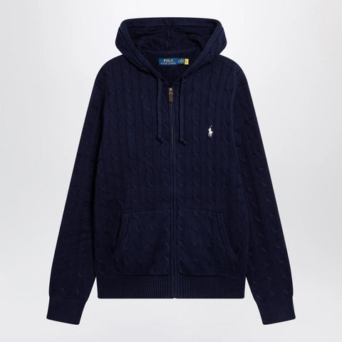 Polo Ralph Lauren Navy blue cotton cable-knit zip-up cardigan