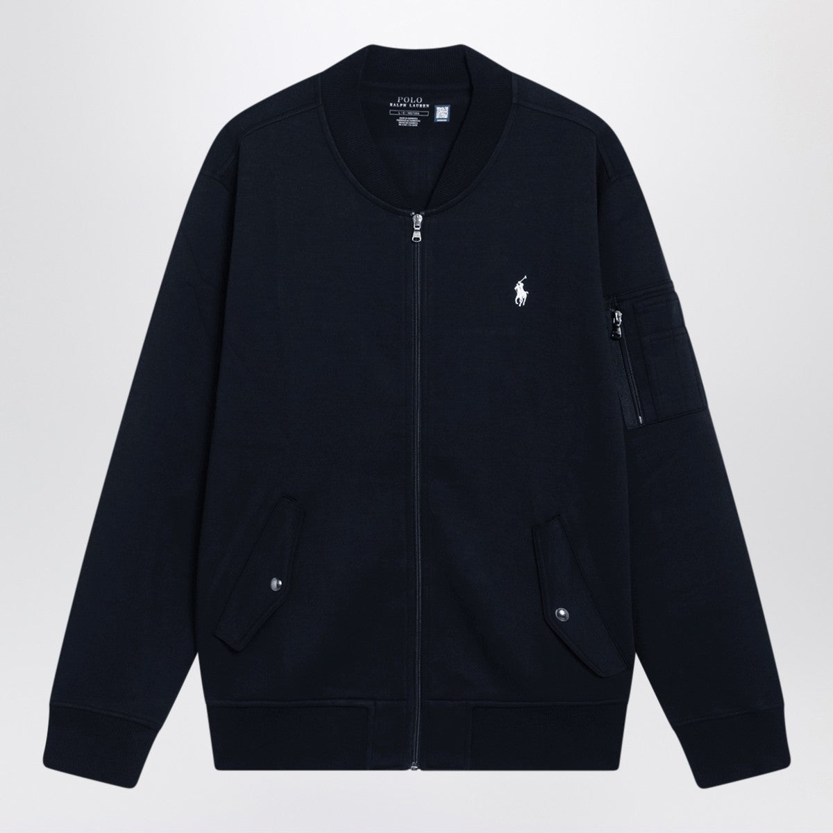 Polo Ralph Lauren Navy blue zip-up cotton-blend sweatshirt