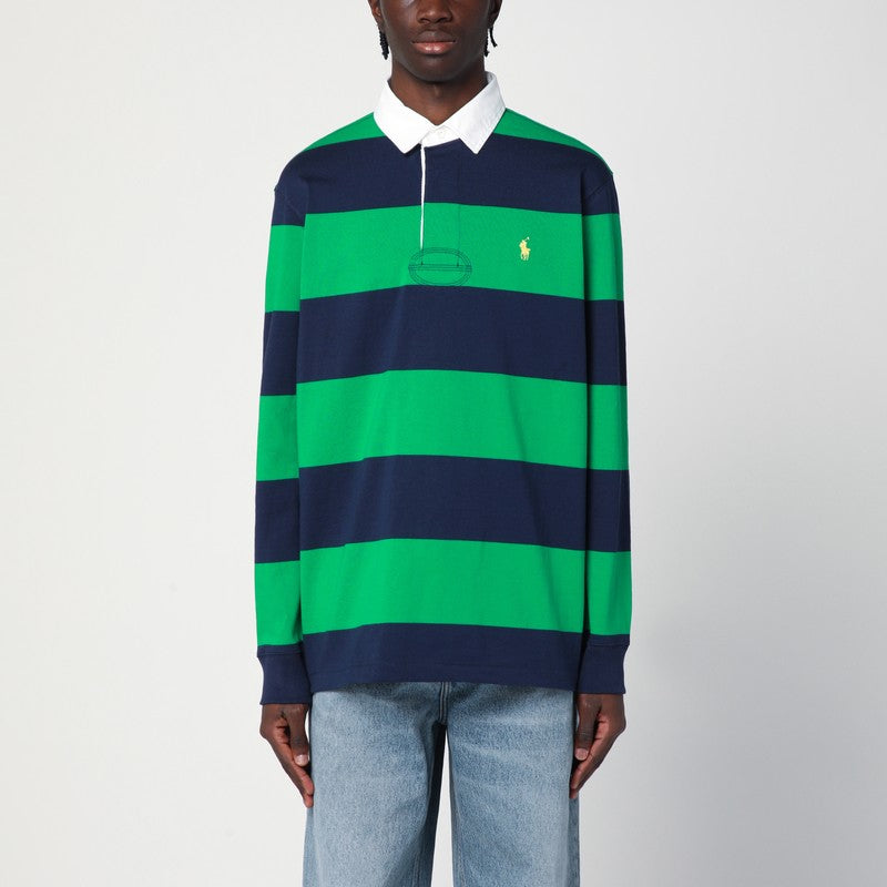 Polo Ralph Lauren Navy blue/bright green striped cotton polo shirt-Topwear-Polo Ralph Lauren-XL-Urbanheer