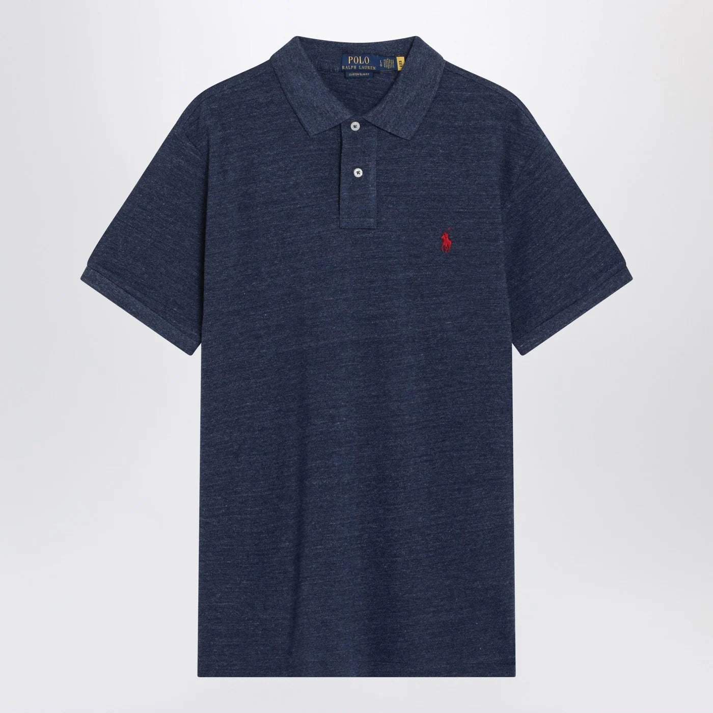 Polo Ralph Lauren Navy mélange cotton Custom Slim-Fit polo shirt