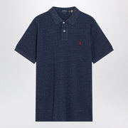 Polo Ralph Lauren Navy mélange cotton Custom Slim-Fit polo shirt