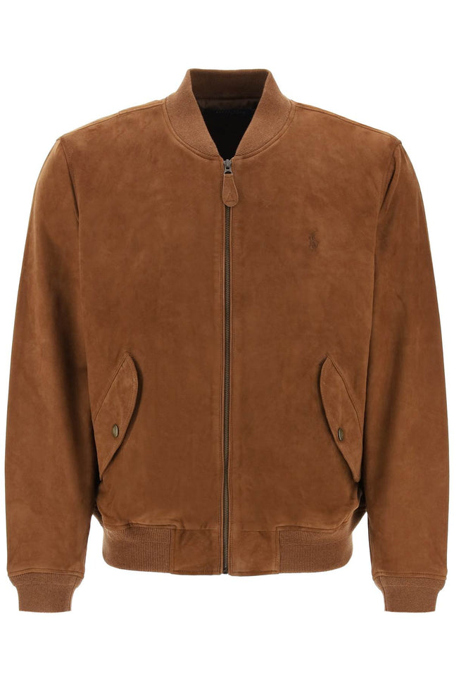 Polo ralph lauren suede leather bomber jacket-men > clothing > jackets > leather jackets-Polo Ralph Lauren-s-Brown-Urbanheer