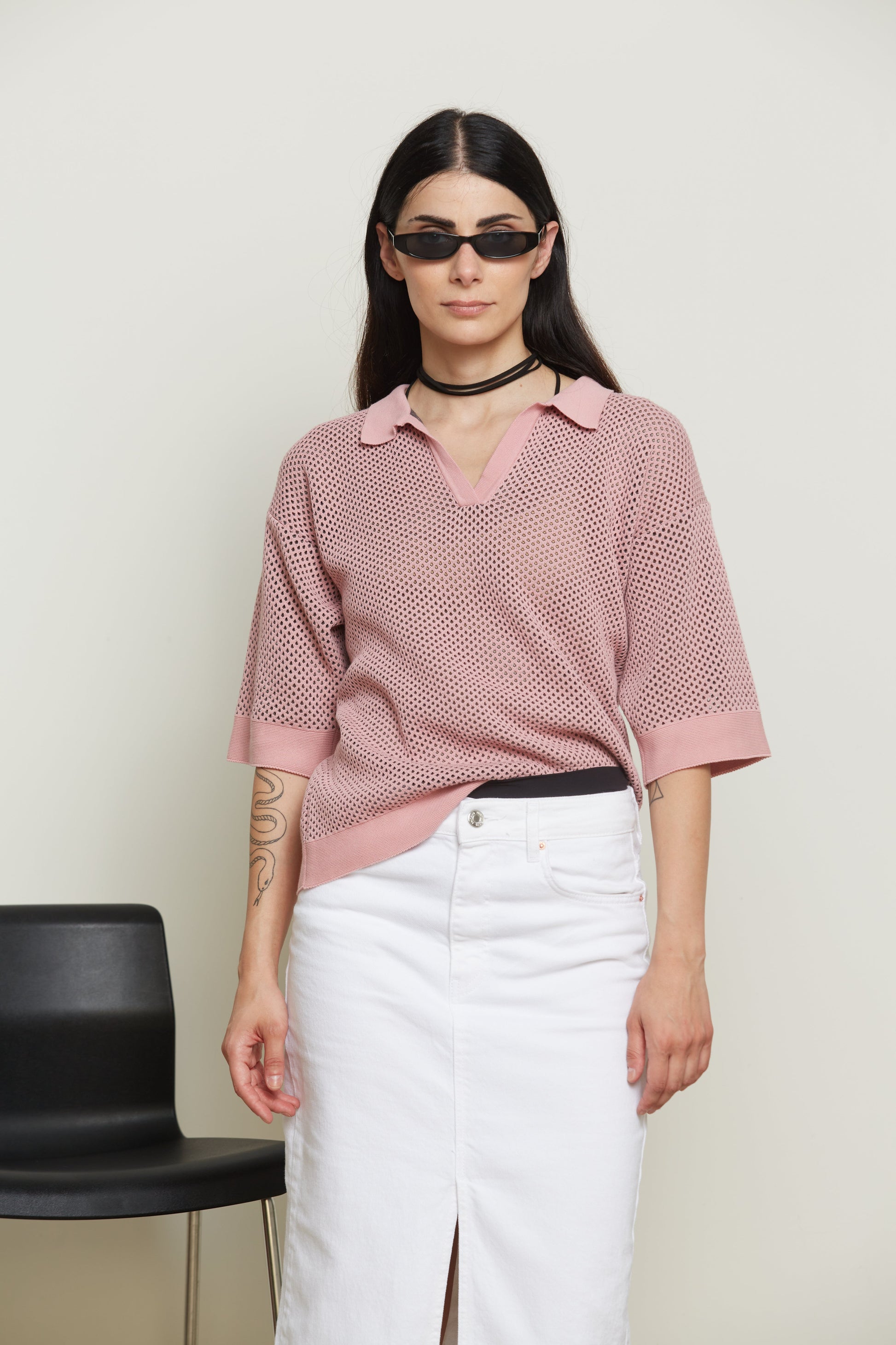 Polo Traforata In Cotone - Virginia-Maglia-Tenné-S-ROSA - GRIGIO-Urbanheer