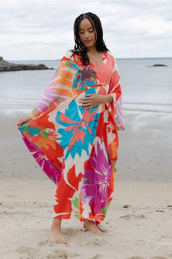 Polychromatic Flowery Kaftan Pink-Kaftan-SAACHI-Pink-Urbanheer