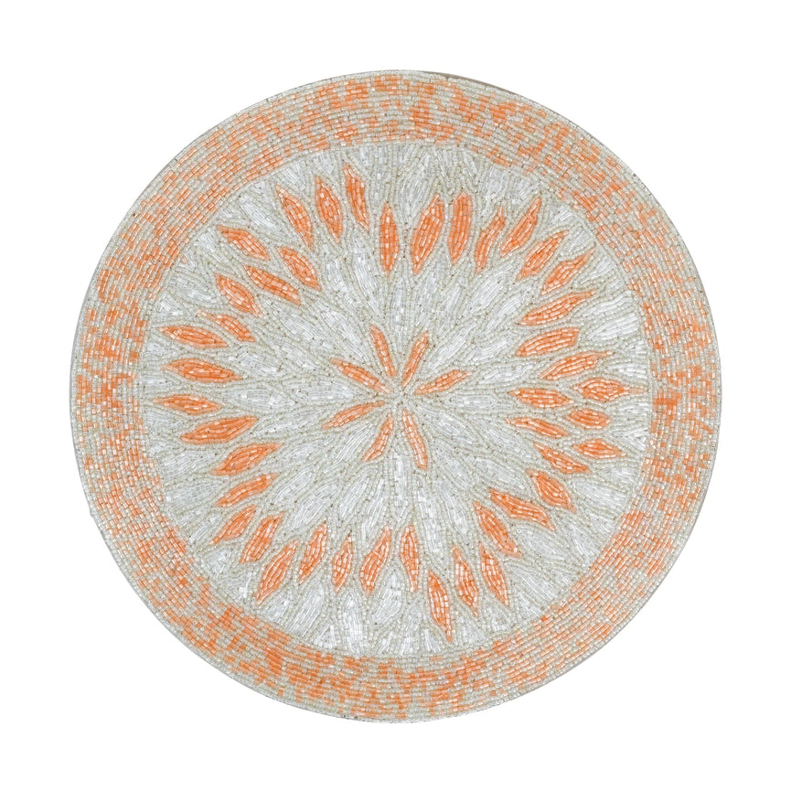 Pop of Peach Beaded Placemat-Placemat-Tiramisu-15 x 15 x 0.2 in (38.1 x 38.1 x 0.5 cm)-Urbanheer