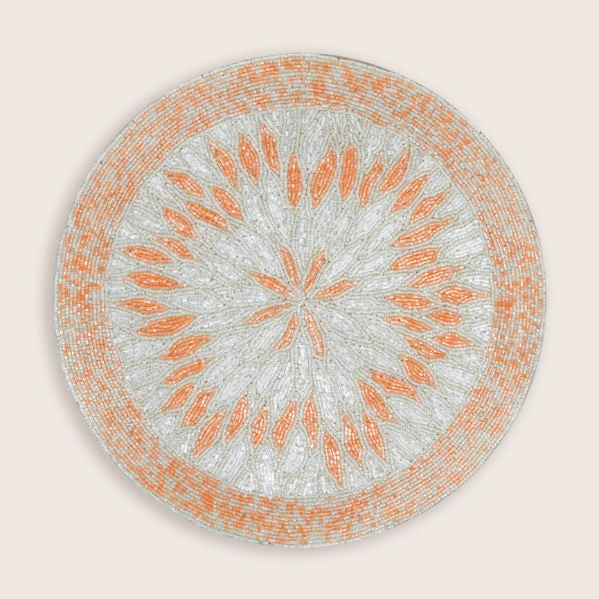 Pop of Peach Beaded Placemat-Placemat-Tiramisu-15 x 15 x 0.2 in (38.1 x 38.1 x 0.5 cm)-Urbanheer