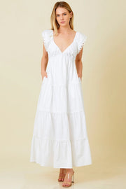 Poplin Ruffle Sleeve Dress IVORY-Dress-Baevely by Wellmade USA-S-IVORY-Urbanheer