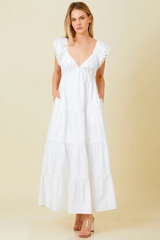Poplin Ruffle Sleeve Dress IVORY-Dress-Baevely by Wellmade USA-S-IVORY-Urbanheer