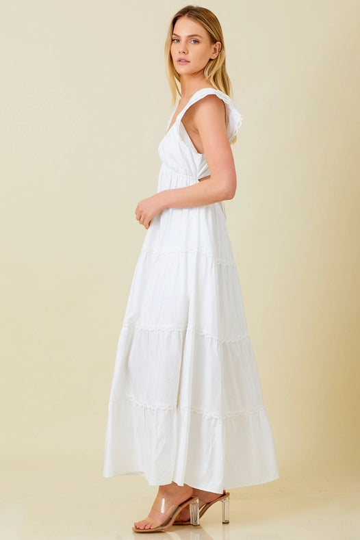 Poplin Ruffle Sleeve Dress IVORY-Dress-Baevely by Wellmade USA-S-IVORY-Urbanheer