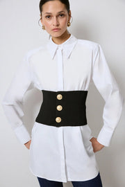 Poplin Shirt with Padded Corset Detail-Shirt-Touché-40/42-White-Urbanheer