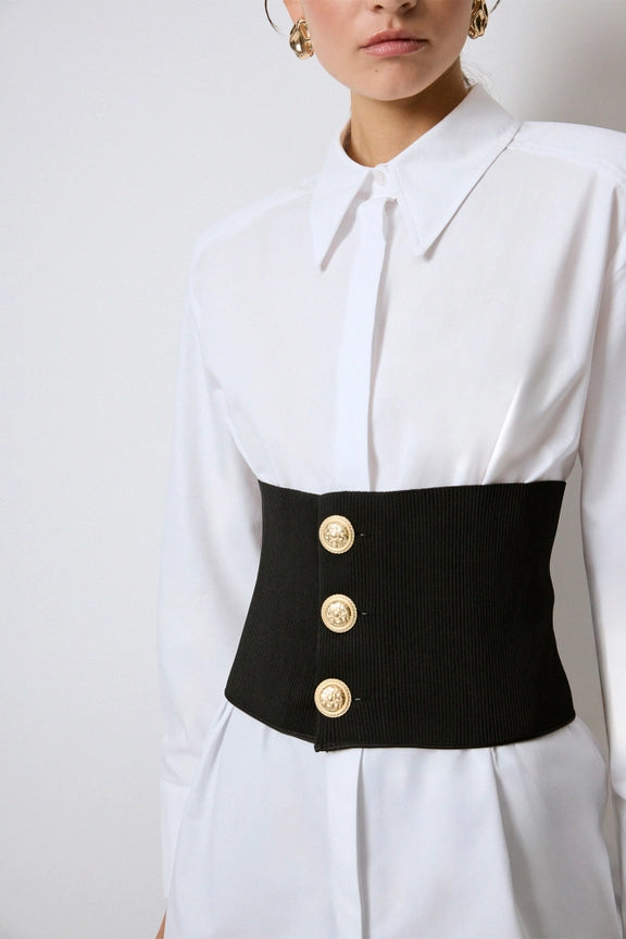 Poplin Shirt with Padded Corset Detail-Shirt-Touché-40/42-White-Urbanheer