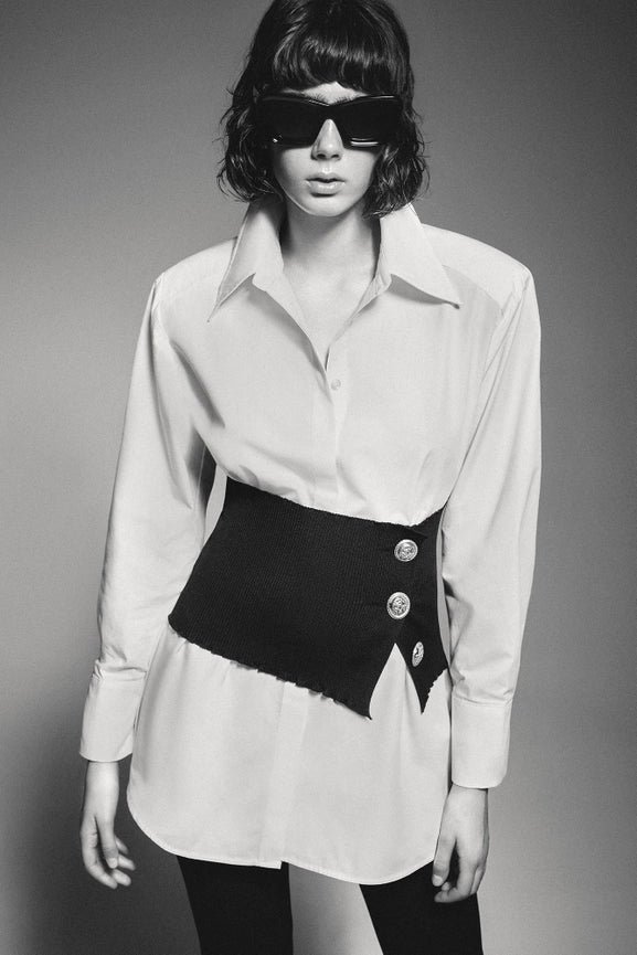 Poplin Shirt with Padded Corset Detail-Shirt-Touché-40/42-White-Urbanheer