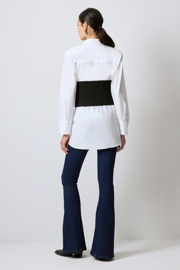Poplin Shirt with Padded Corset Detail-Shirt-Touché-40/42-White-Urbanheer