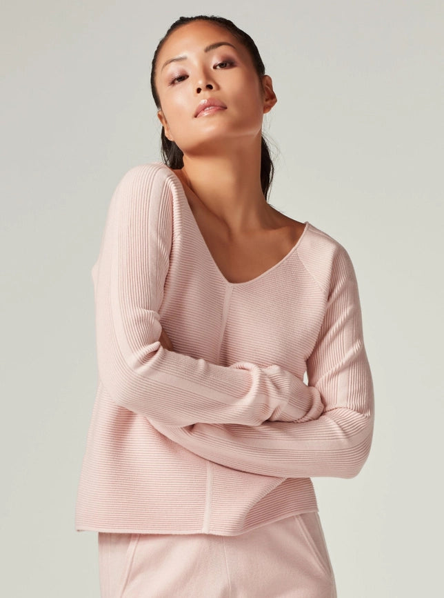 Portola V Neck Sweater - Peach Whip-Sweater-Blanc Noir-XS-PEACH WHIP-Urbanheer