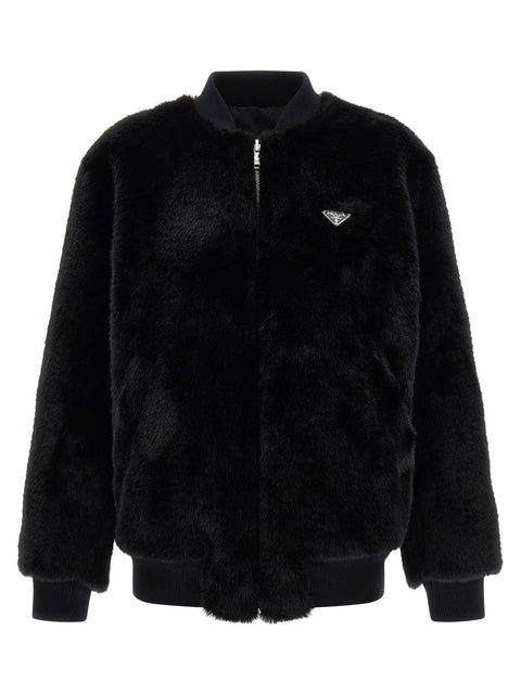 Prada Eco-fur And Re-nylon Reversible Bomber Jacket