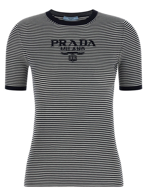 Prada Striped Silk T-shirt