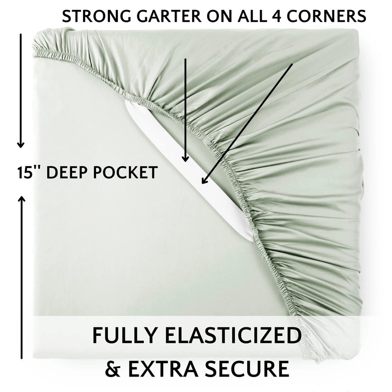 Premium 100% Bamboo Viscose Sheet Set - Sage-Set-Bamboo Is Better-Cal King-Urbanheer
