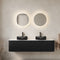 Premium Black Bathroom Vanity with Striped Front Design & Double Sinks