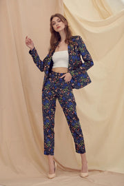 Preppy Floral Print Long Sleeve Button BLAZER-BLAZER-Fore Collection-S-NAVY FLORAL-Urbanheer