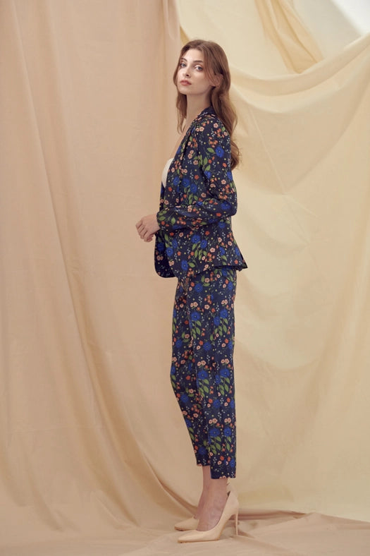 Preppy Floral Print Long Sleeve Button BLAZER-BLAZER-Fore Collection-S-NAVY FLORAL-Urbanheer