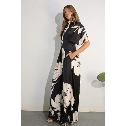 Print Pleated Jumpsuit BLACK MULTI-Clothing Jumpsuits-Mulla-S-BLACK MULTI-Urbanheer