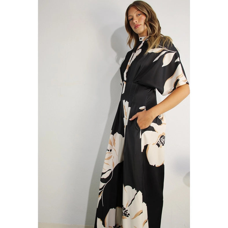 Print Pleated Jumpsuit BLACK MULTI-Clothing Jumpsuits-Mulla-S-BLACK MULTI-Urbanheer