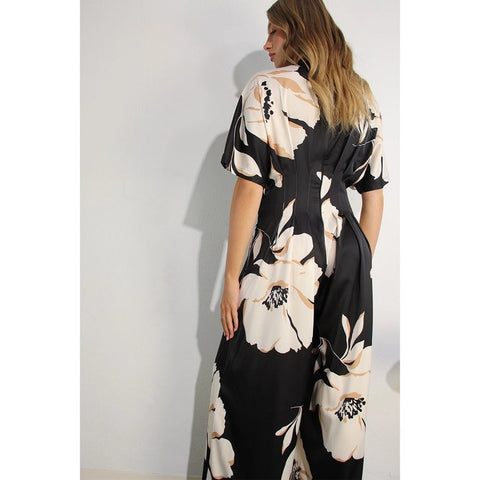 Print Pleated Jumpsuit BLACK MULTI-Clothing Jumpsuits-Mulla-S-BLACK MULTI-Urbanheer