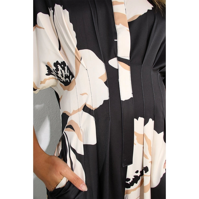 Print Pleated Jumpsuit BLACK MULTI-Clothing Jumpsuits-Mulla-S-BLACK MULTI-Urbanheer