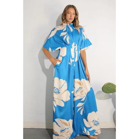 Print Pleated Jumpsuit BLUE MULTI-Clothing Jumpsuits-Mulla-S-BLUE MULTI-Urbanheer