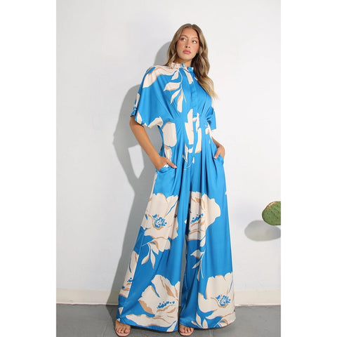 Print Pleated Jumpsuit BLUE MULTI-Clothing Jumpsuits-Mulla-S-BLUE MULTI-Urbanheer