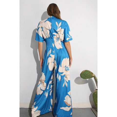 Print Pleated Jumpsuit BLUE MULTI-Clothing Jumpsuits-Mulla-S-BLUE MULTI-Urbanheer