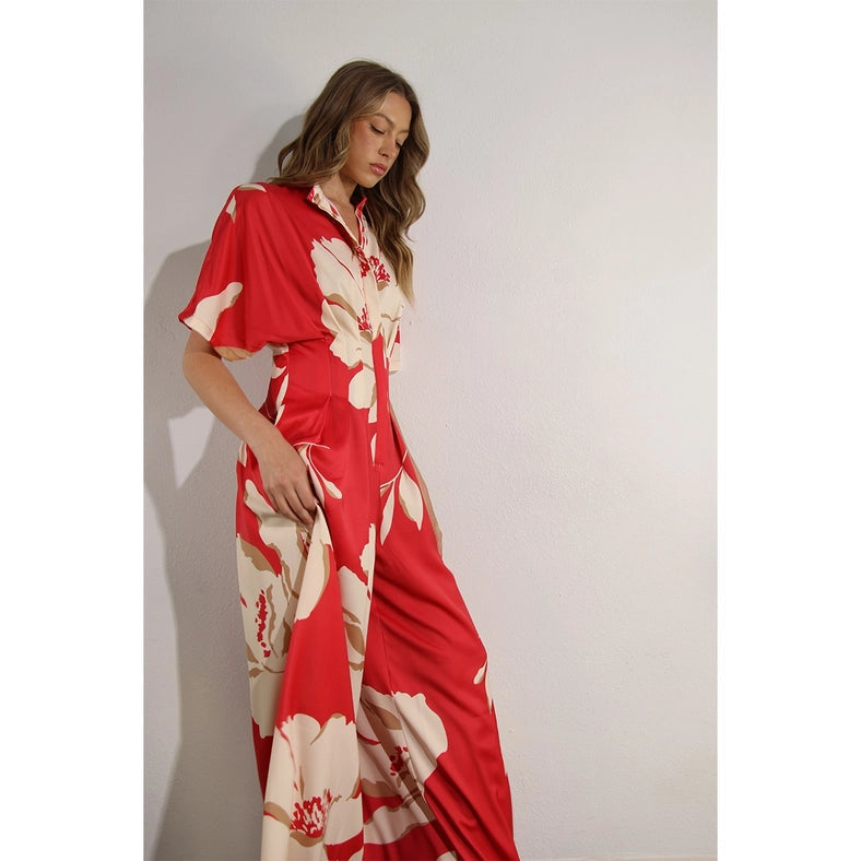Print Pleated Jumpsuit RED MULTI-Clothing Jumpsuits-Mulla-S-RED MULTI-Urbanheer